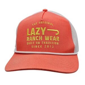 Lazy Ranch Wear Trucker Hat Salmon Coral Pink White Mesh Snapback Cap Rope‎ OSFM